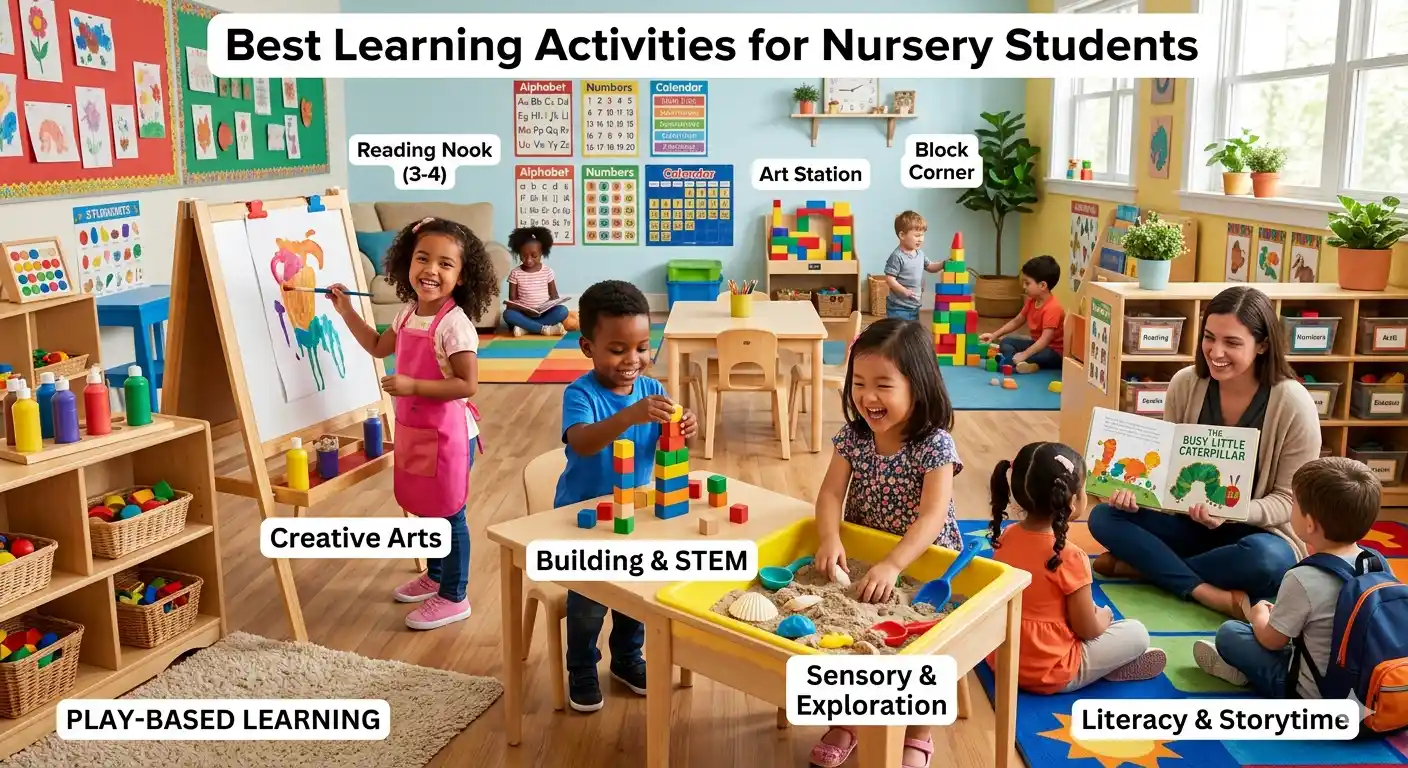 Discover the best learning activities for nursery students. Explore fun, creative, and educational activities that build early literacy, motor skills, creativity, and confidence.