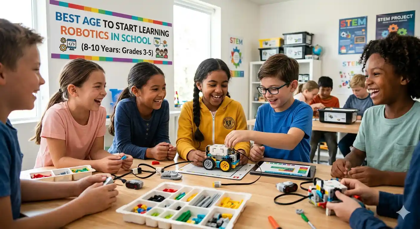 Discover the best age to start learning robotics in school and how early robotics education helps children develop problem-solving, creativity, coding, and future-ready STEM skills.